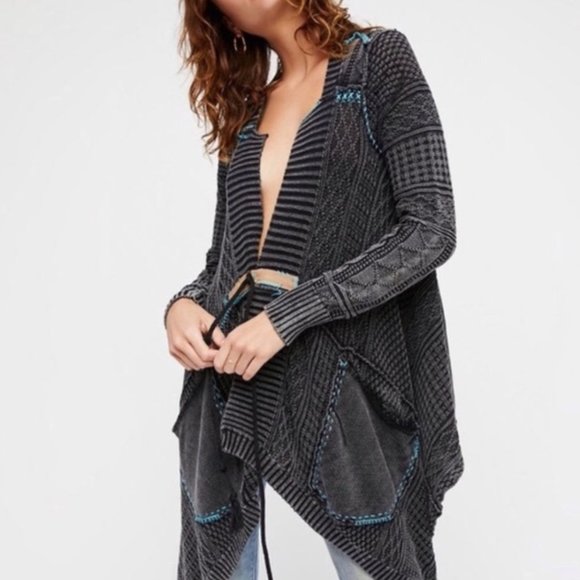 Free People Sweaters - Free People All Washed Out Black Belted Cardigan